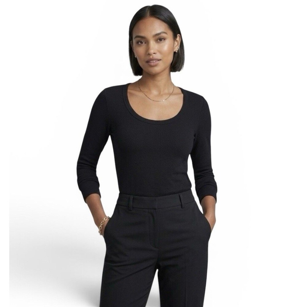 NWT Chico's Travelers Black Bracelet Sleeve Layering Top Women’s Size M 1 $79.50